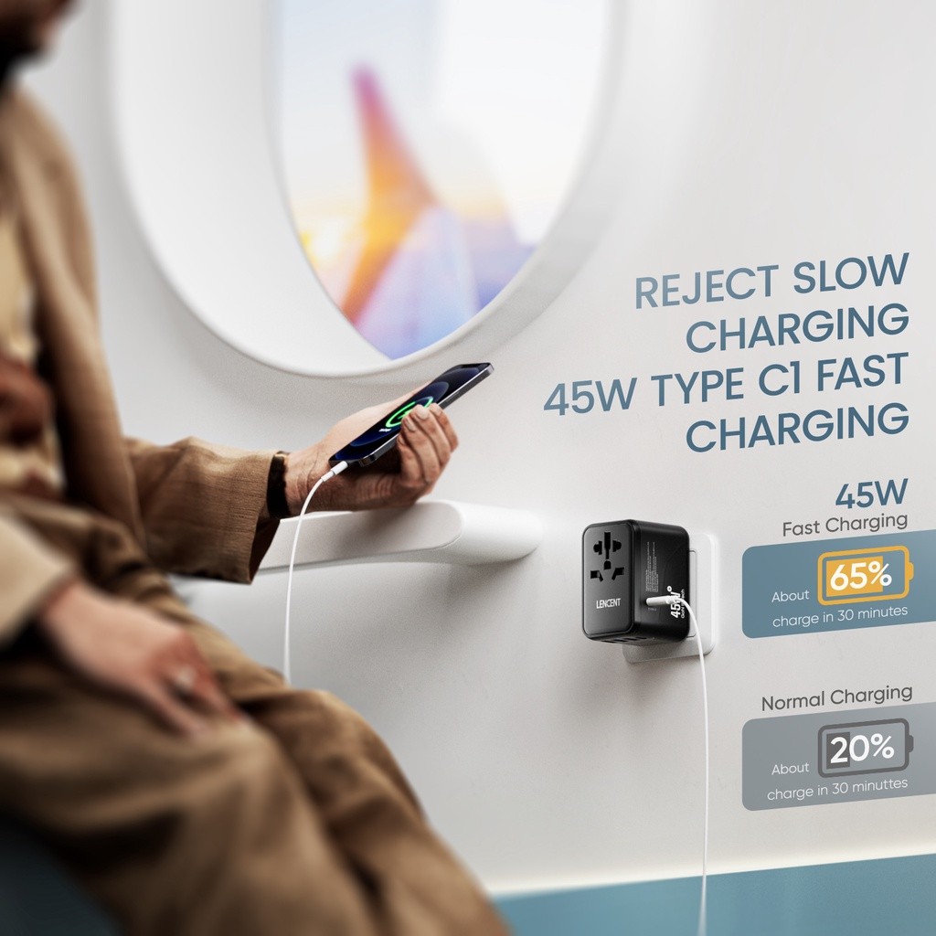 [Hàng có sẵn] Bộ chuyển đổi du lịch đa năng với 3 cổng USB Bộ chuyển đổi nguồn sạc nhanh Type C Phích cắm EU / UK / USA / AUS cho du lịch toàn cầu
