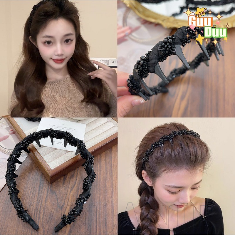 [GuuDuu] Băng đô nhung phong cách Hàn Quốc - có răng - Vòng buộc tóc chống trượt mượt mà - Băng đô rửa mặt cho nữ - Băng đô trán cao - Phụ kiện tóc sang trọng