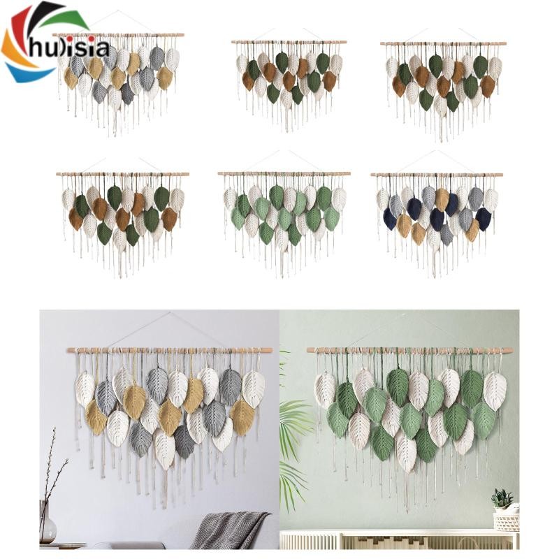 chulisia Nghệ thuật treo Macrame có tua rua lá, phông nền dây Cotton cho vườn ươm và căn hộ