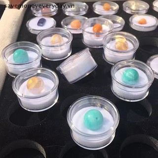 Hộp trưng bày trang sức đá quý rời, đựng hạt, tròn, da, triển lãm