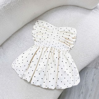 Set bigsize nữ áo kiểu cúp ngực, tùng xòe dây trong  và  chân váy bí chấm bi lưng chun - SET (A186+CV423)