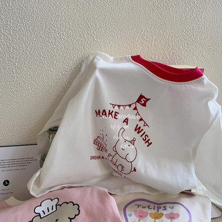 Mùa Xuân Thu Phong Cách Mới Bé Gái Hoạt Hình In Hình Áo Thun Dài Tay Phiên Bản Hàn Quốc Trung Nhỏ Trẻ Em Ngọt Ngào Thời Trang Đáy Áo Sơ Mi Top