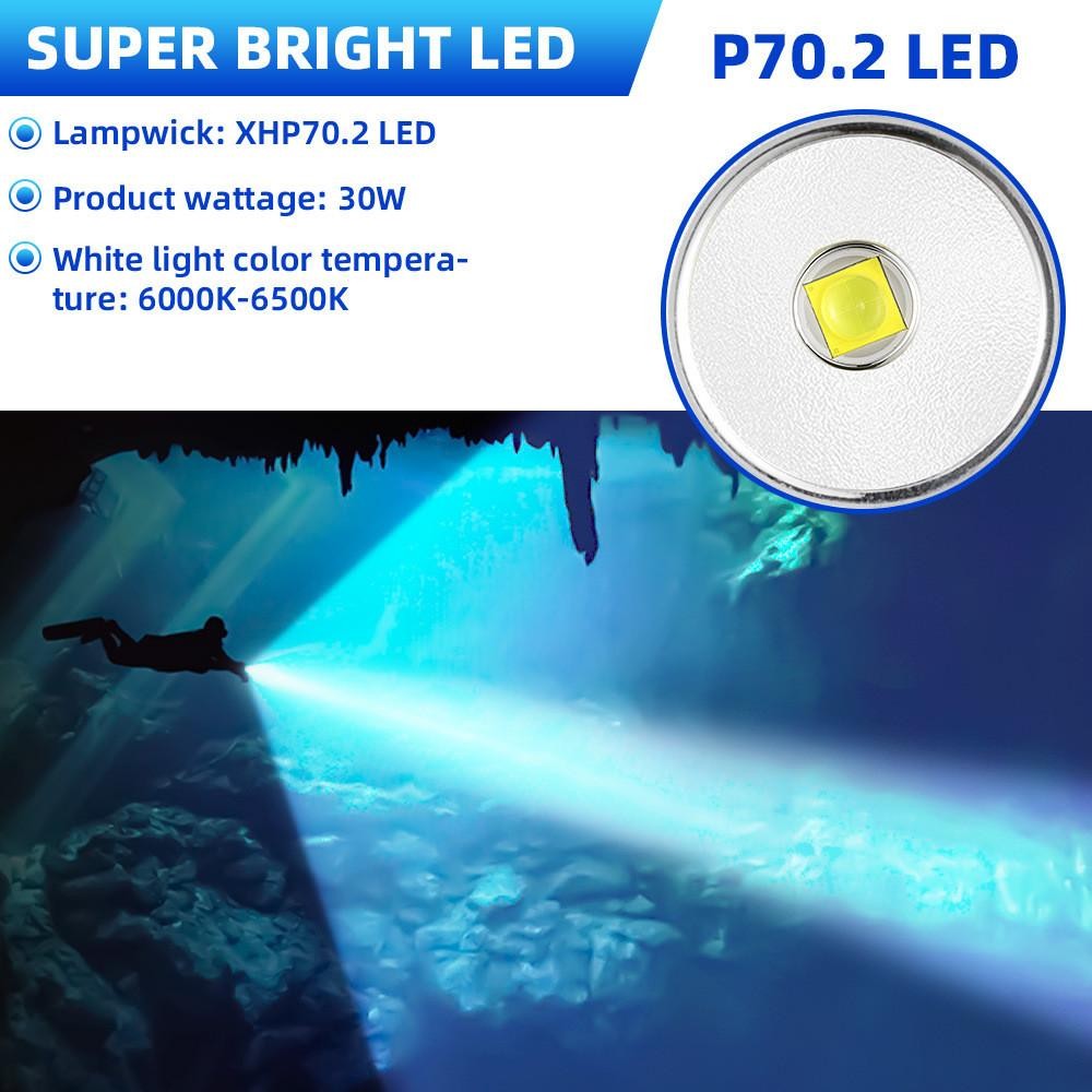 Đèn pin lặn P70 LED 4000 Lumens - Đèn dưới nước di động mới 2025