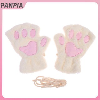 PNPIA-Cute Paw Lông Tơ Móng Vuốt Ngón Găng Tay Ấm Mềm Mại Sang Trọng Ngón Gấu Trúc Găng Tay Nửa Ngón Nữ Mùa Đông Mặc Quà Tặng Giáng Sinh
