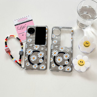 Ốp điện thoại gấp cho Oppo Find N3 Flip Boyang Design Little Daisy Giá đỡ từ tính Vòng tay vỏ điện thoại tpu cứng