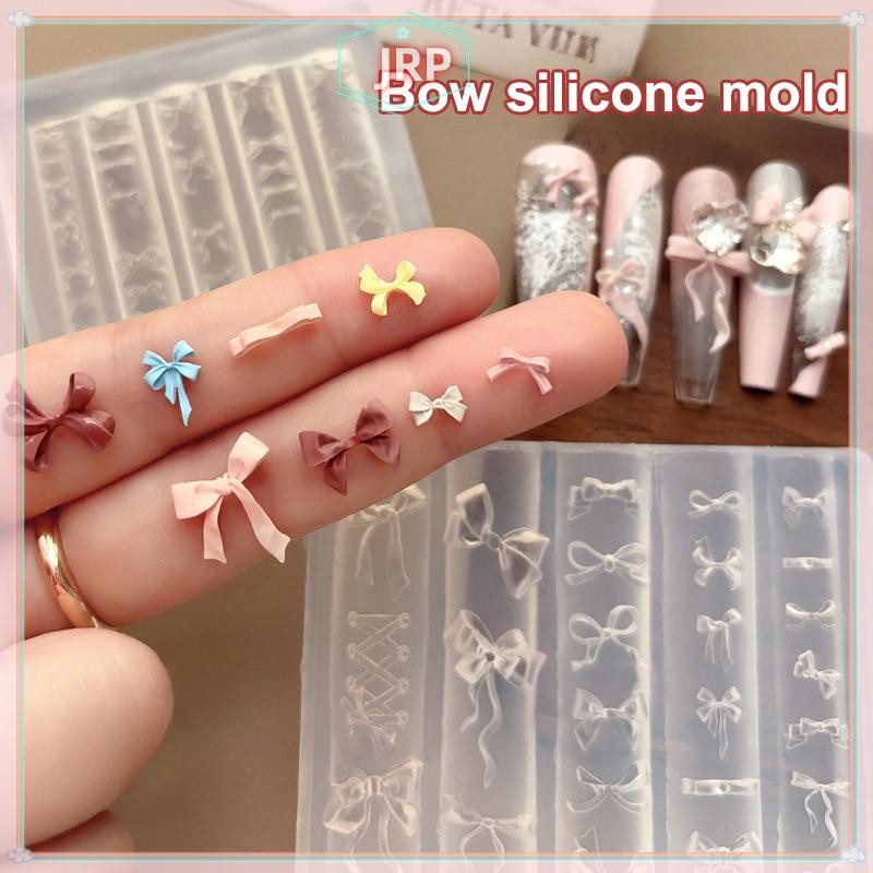 JRP 3D Ruy Băng Nơ Hình Khuôn Dập Stencils UV Gel Ba Lan Khuôn Nghệ Thuật Silicon Khắc Khuôn DIY Thiết Kế Móng Tay Charm Trang Trí JRP