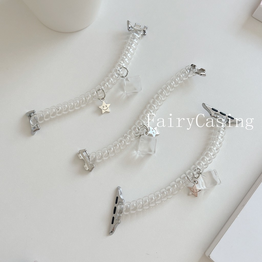 Dây đeo đồng hồ trong suốt có thể thu vào cho Mi Band 10 9 8 7 5 6 4 3 Vòng đeo tay đàn hồi Dây đeo cổ tay thể thao cho Miband 10pro