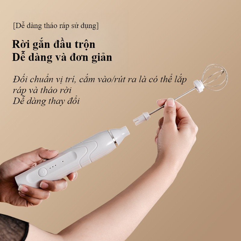 Máy tạo bọt cafe,Máy Đánh Trứng,Đầu inox chất lượng cao,3 Tốc Độ Loại Sạc Điện USB