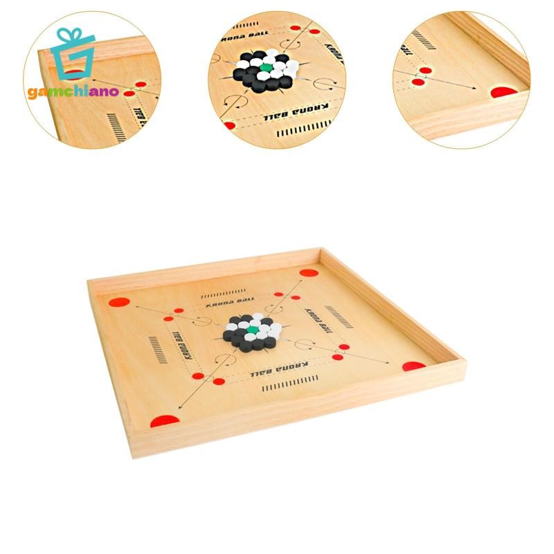 Bộ Carrom gamchiano bằng gỗ 18 x 18 inch, trò chơi bàn thử thách vui nhộn cho mọi lứa tuổi