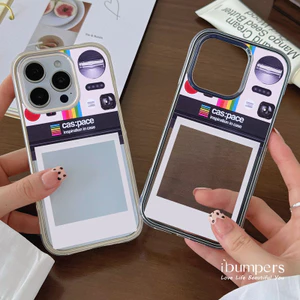 Ibumpers Vintage Hợp Thời Trang Polaroid Họa Tiết DIY Khung Ảnh Trong Suốt Ốp Điện Thoại Cho iPhone 12 13 14 15 16 Pro Max 2IN1 Ốp Lưng PC Cứng Dày Khung Chống Sốc