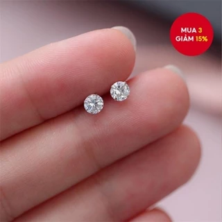 Bông tai đính đá Zircon Mini hợp thời trang, Ghim tai bạc không gây dị ứng cho nam và nữ, Trang sức đơn giản hàng ngày