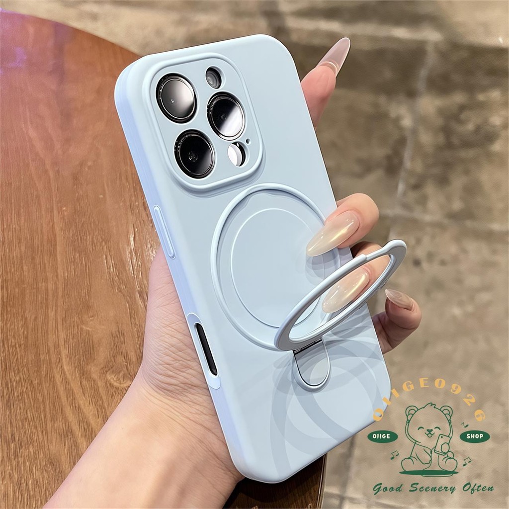 Macaroon Skin Sense Bracket Ốp điện thoại từ tính iphone16 Pro Max 15 14 13 12 11 vỏ cho vỏ iPhone Vỏ mềm silicon TPU chống sốc