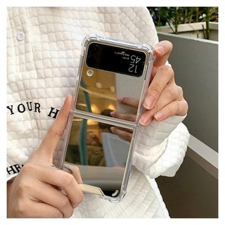 Ốp Gương Góc Chống Sốc Sang Trọng Cho Samsung Galaxy Z Flip 7 6 5 4 3 Flip4 Flip6 flip5 Bìa Cứng Hoa Hồng Vàng