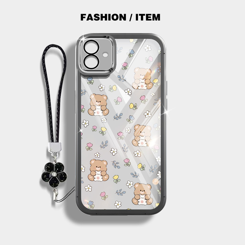 Ốp Điện Thoại YBD INS Style Cho Samsung Galaxy A07 A06 5G A03 A04 A05 A04E F04 M04 M13 F13 M05 M07 F07 Vỏ Họa Tiết Gấu Nhỏ Được Trang Bị Bảo Vệ Ống Kính