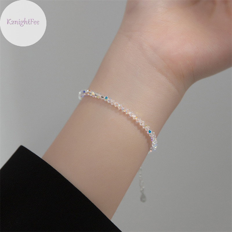 K2nightfee Siêu Nhấp Nháy Vòng Tay Pha Lê Siêu Chân Kết Cấu Ánh Sáng Lớp Đơn Giản Trang Sức Nữ Quà Tặng VN