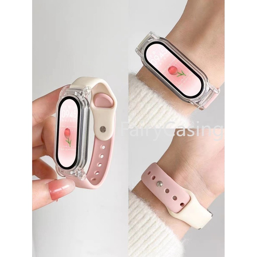 Dây đeo silicon mềm cho Xiaomi Mi Band 9 8 7 NFC Dây đeo đồng hồ cho Mi Band 5 / 6 / 4 / 3 Vòng đeo tay thể thao thời trang Miband Phụ kiện đồng hồ thông minh