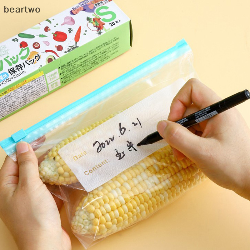 < Beartwo > 20 Chiếc Bọc Nhựa Bao Bì Túi Bảo Quản Thực Phẩm Có Thể Tái Sử Dụng Tủ Đông Sandwich Niêm Phong Túi Bếp Tủ Lạnh Bảo Quản Thực Phẩm Đẹp