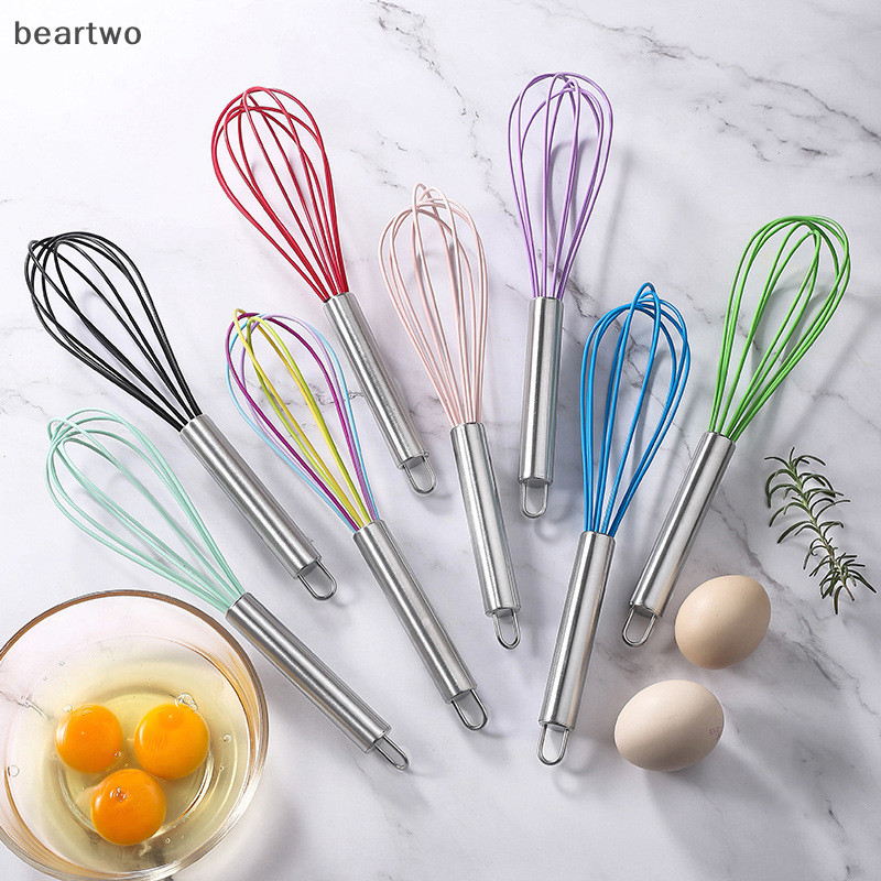 < Beartwo > Dây bóng bay bằng thép không gỉ Máy đánh trứng bằng tay Máy trộn đánh trứng bằng tay Nhà bếp Dụng cụ làm bánh Kem sữa Máy trộn bơ Đẹp