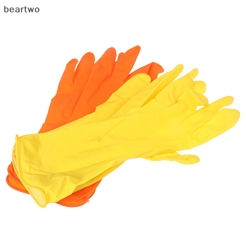 < Beartwo > Găng tay rửa bát nhà bếp Vệ sinh nhà cửa Găng tay giặt cao su chống thấm nước Dài Đẹp