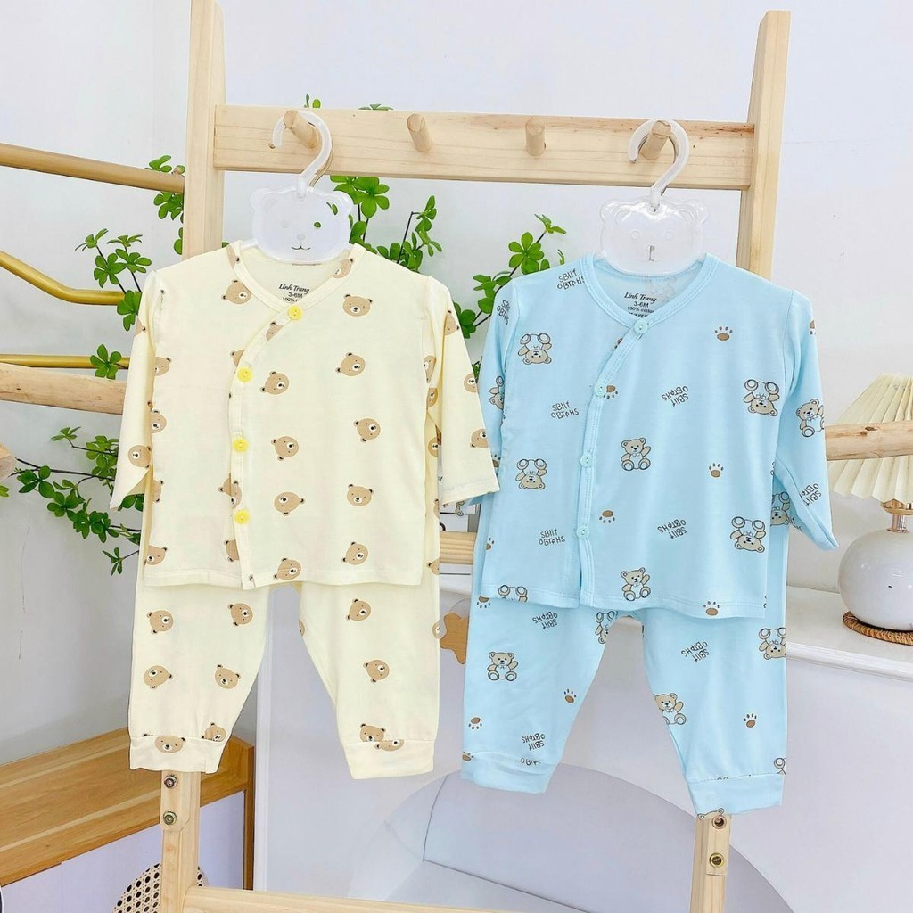 (Set 3 - Set 5) Bộ dài tay màu thun lạnh TP cho bé mềm mịn in hoạ tiết cho bé sơ sinh 3-9kg DL004 Đậu Đậu Store