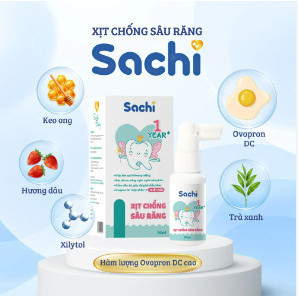 Xịt Chống Sâu Răng Cho Bé Sachi Ngăn Ngừa Mảng Bám Giảm Hôi Miệng,Mang Hơi Thở Thơm Mát Chai 30ml