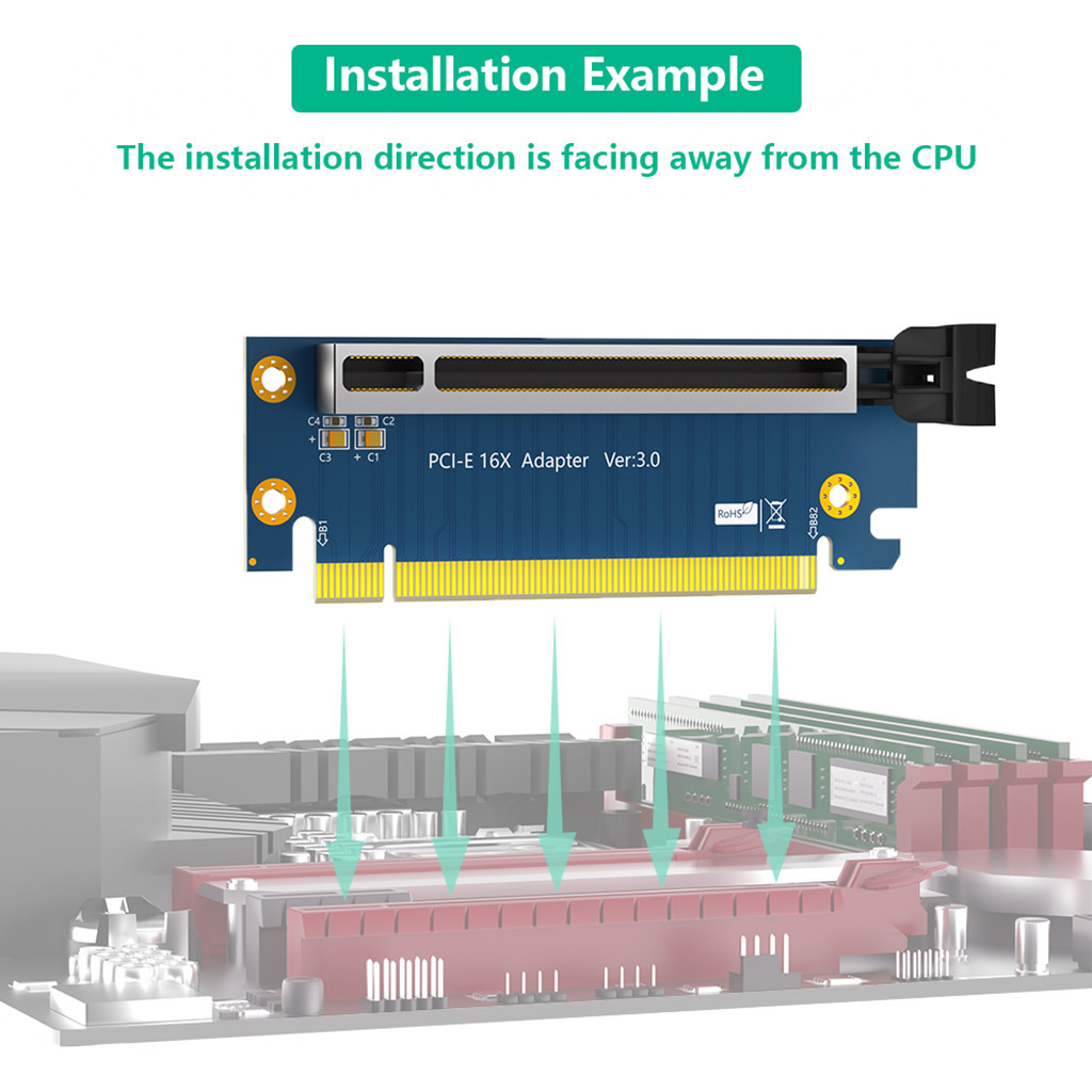 Thẻ nâng JMT PCI-Express 3.0 16X PCI-E3.0 16X 90 độ Góc phải Thẻ chuyển đổi tốc độ cao cho máy chủ 2U cho thẻ PCI-E cỡ lớn
