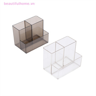 [Beautifulhome] Hộp trang điểm ba lưới trong suốt Bàn chải trang điểm Xô đựng mỹ phẩm Dụng cụ sắp xếp bàn học sinh [làm đẹp]