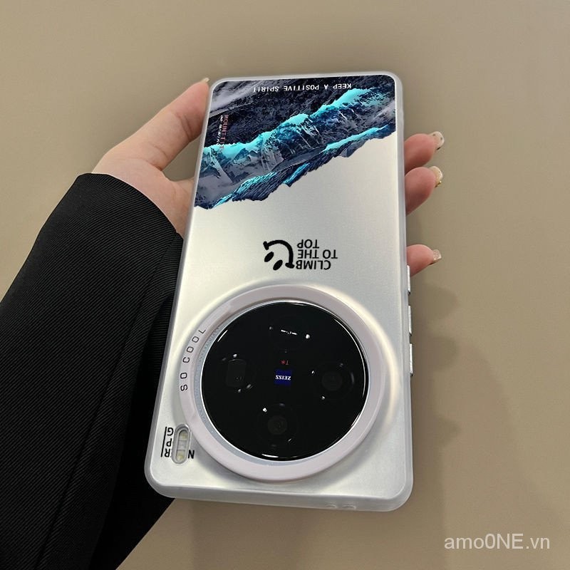Trường hợp đối với Vivo x100 Pro Aurora Lava tuyết núi Acrylic Frosted Laser trở lại tấm Drop-proof chịu mài mòn máy ảnh ống kính bảo vệ Vivo x100 rche