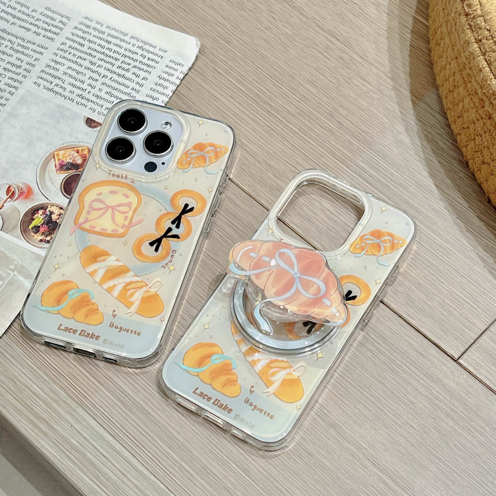 Ốp Lưng Cứng Tương Thích Với iPhone 12 12Pro 12ProMax 13 13Pro 13ProMax 14 14Pro 14ProMax 15 15Pro 15ProMax 16 16Pro 16ProMax 17 Pro Vỏ Nam Châm Họa Tiết Bánh Mì Nước Mặn