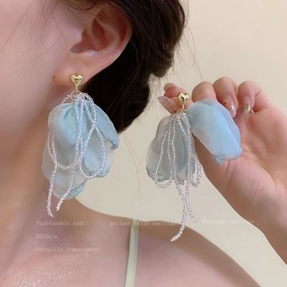 Siêu Cổ Tích Dopamine Gạc Bông Tai Hoa Nữ Thời Trang Mùa Hè Phong Cách Ngày Lễ Bông Tai Bông Tai