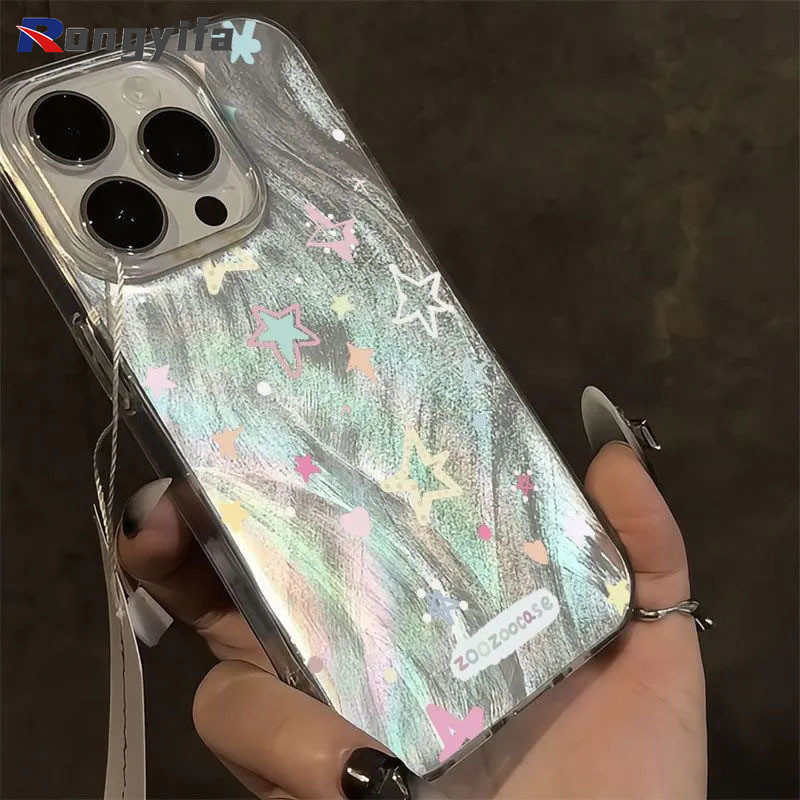 Ốp Điện Thoại Trong Suốt Màu Ngôi Sao Cho Samsung Galaxy S24 S23 S22 S21 Plus Ultra + S20 FE A73 A72 A71 A55 A54 A53 A52 A52s A51 5G 4G Sợi Lông Chuyển Màu Chống Sốc Mặt Sau Mềm