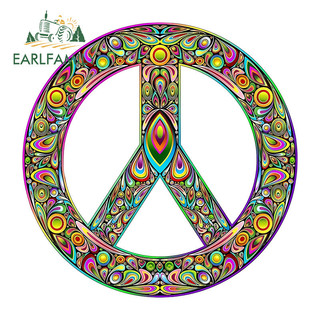 EARLFAMILY 13cm Peace & Flowers Miếng Dán Xe Hơi Kính Chắn Gió Ốp Lưng Xe Máy Ván Trượt Vinyl Decal Chống Trầy Xước Phụ Kiện Xe Hơi Thời Trang
