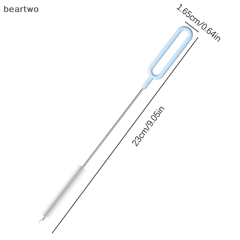< Beartwo > Máy làm sạch cọ ống hút bằng thép không gỉ uốn tóc mềm Ống thủy tinh Bàn chải làm sạch cho trẻ em Bàn chải bình sữa Tay cầm dài có thể tái sử dụng Đẹp