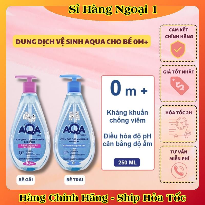 [DATE MỚI] Dung dịch vệ sinh cho bé gái/ trai AQA baby cho bé 0-8 tuổi 250ml của Nga