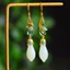 Bông tai nữ ngọc trai hình bầu dục, hoa mộc lan, móc tai trắng chalcedony, phong cách retro, chính hãng
