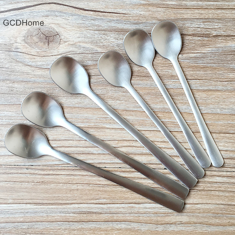 Gcdhome Phong Cách Hàn Quốc Thép Không Gỉ Gia Vị Thìa Dày Tròn Trộn Thìa Cà Phê Trà Món Tráng Miệng Trộn Thìa Bộ Đồ Ăn HOT