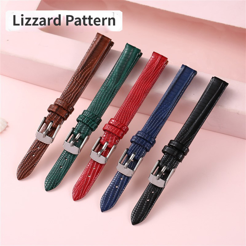 Dây đồng hồ nữ da họa tiết cá sấu 8–16mm cho Lola, dây nhỏ, phù hợp đồng hồ thạch anh