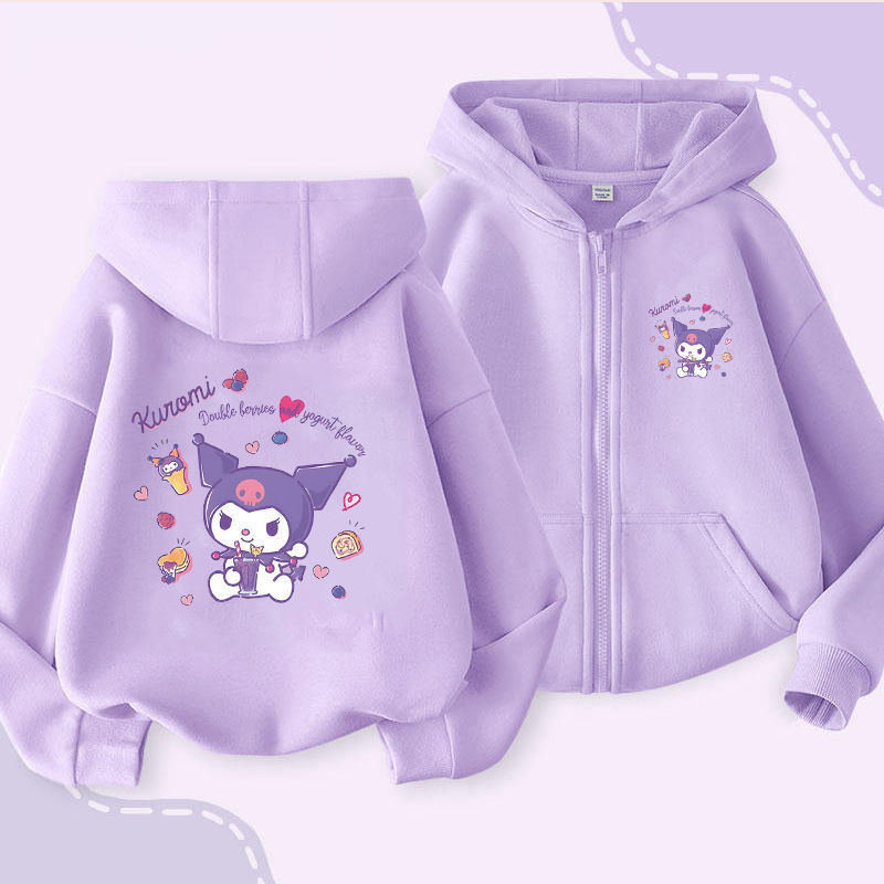 Áo Hoodie có khóa kéo Kuromi và Cinnamoroll dành cho trẻ em Áo nỉ hoạt hình dài tay phong cách Harajuku ấm cúng