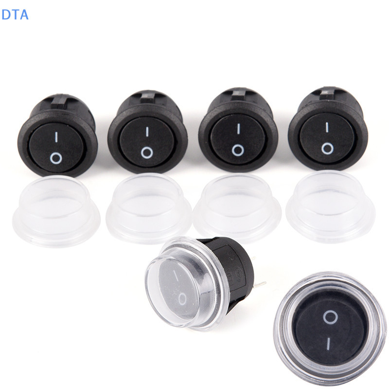 DTA 1Pc 2-PIN ON-OFF SPST Round Dot Car Auto Rocker Chuyển đổi + Vỏ chống nước PO