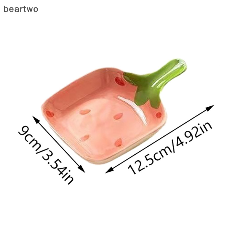 < Beartwo > Đĩa nhúng dâu hoạt hình siêu dễ thương Hộ gia đình Đĩa gốm ba chiều sốt cà chua Đĩa ăn nhẹ Vinaigrette Đẹp