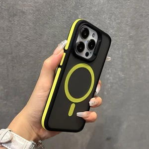 Mới Mờ Từ Tính Cho iPhone 16 ProMax Ốp Điện Thoại Chống Sốc Và Chống Rơi iPhone 11 12 13 14 15 16 Pro Max iPhone 14 / 15 / 16 Plus Màu Đen Vỏ Bảo Vệ Màu Trơn