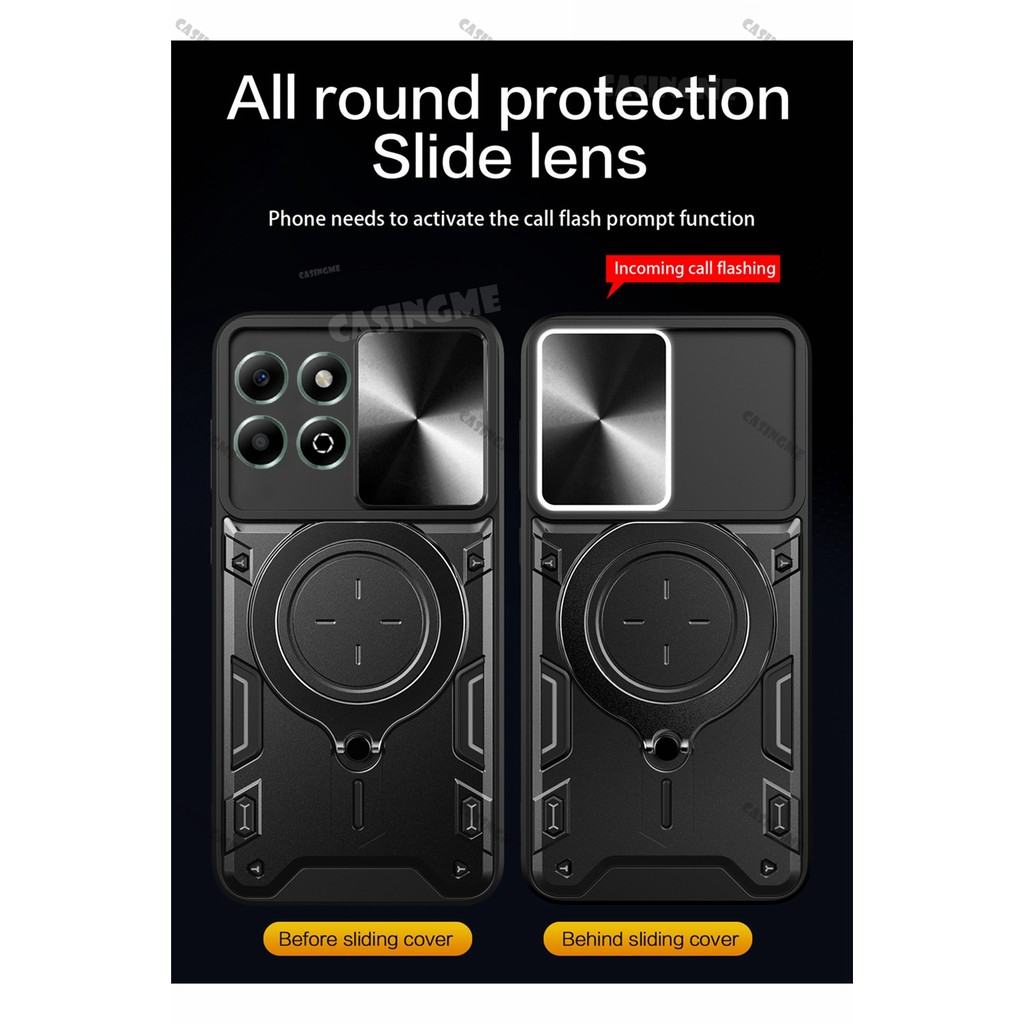 HONOR 400 Smart 5G 2024 Giáp Chống Sốc Đẩy Kéo Camera Bảo Vệ Vỏ Cho Honor X7c 200 Honor200 Smart 200Smart 4G 5G 2024 Ốp Lưng Ô Tô Vòng Từ Tính Vỏ Ốp lưng