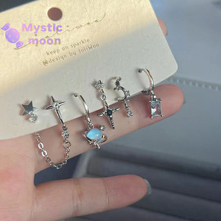 [Mystic] 6 CÁI SET Goth Punk Crystal Moon Cross Star Mặt dây chuyền Bông tai dành cho nam nữ Y2K Phụ kiện trang sức thẩm mỹ cổ điển [Mới]