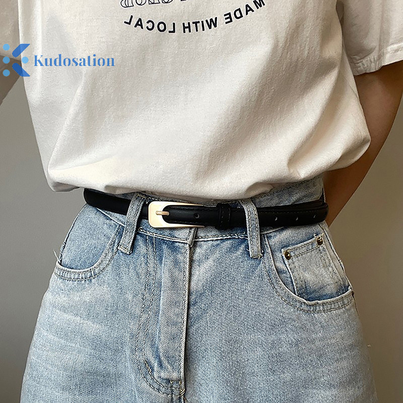 Kudosation Slim Eo Thắt Lưng Nữ Retro Đa Năng Váy Thường Ngày Váy Trang Trí Đơn Giản Dây Da Khóa Hợp Kim Hình Dạng Không Đều