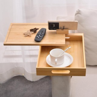 Trang Trí Nhà Cửa Sofa Tay Khay Hai Lớp Có Hộp Bảo Quản Có Thể Điều Chỉnh Chiều Rộng Sofa Tay Khay Bàn Với Đường Sắt Trượt