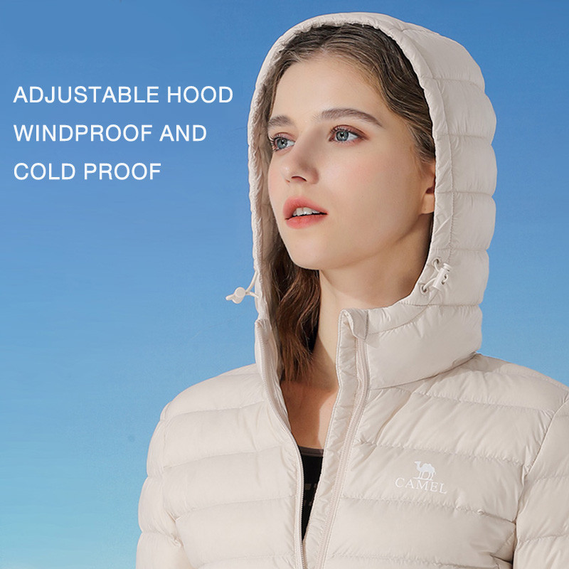 Ảnh Áo khoác CAMEL CROWN Down Áo khoác nam nữ có mũ trùm đầu chống gió thông thường Áo khoác ấm áp 4