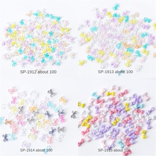 100pcs nail art mini bow đồ trang sức hỗn hợp macron màu ice nhựa trong suốt bow charm nail trang trí móng tay công cụ làm móng tay cho cửa hàng móng tay