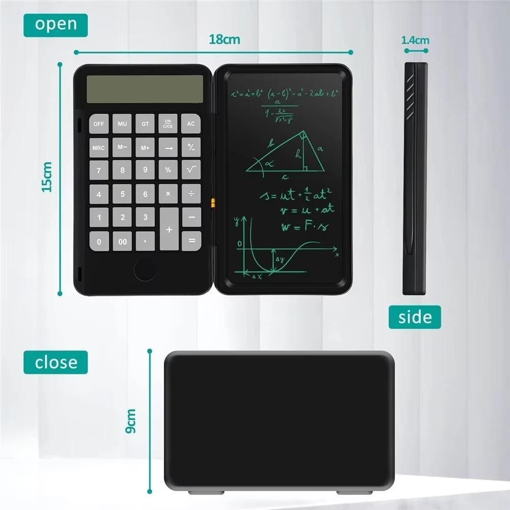 GETVOW Máy tính toán, với máy tính chức năng tiêu chuẩn 12 chữ số LCD Notepad, đa chức năng với tấm lót viết sạc Stylus Type C Tấm vẽ cho văn phòng trường học
