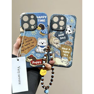 Dễ Thương Denim Mèo Chó Thích Hợp Cho Iphone16 Điện Thoại Trường Hợp Apple 15Promax Mới 14Pro Của Phụ Nữ 13 Bảo Vệ Trường Hợp 12Pro
