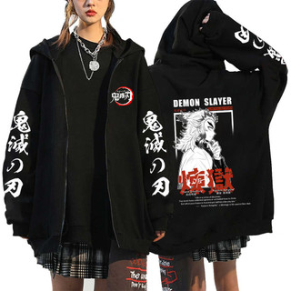 Rengoku Kyoujurou Áo Y2K Kimetsu No Yaiba Zip Up Áo khoác thời trang
